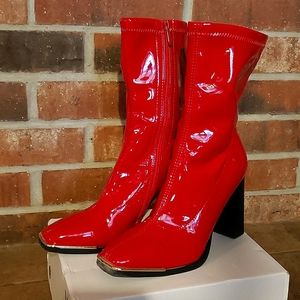 Red Patent Boots — Worn 2 times!!